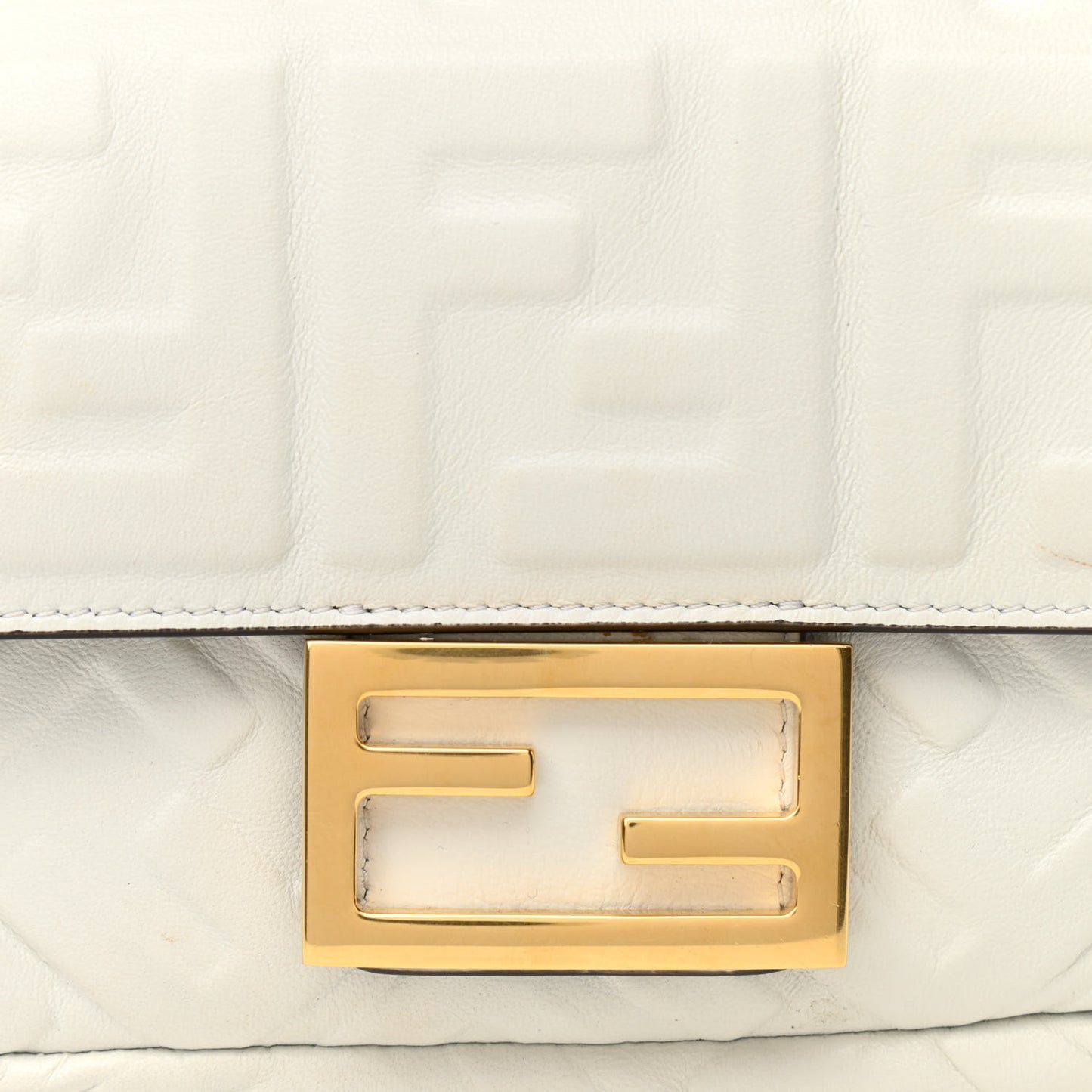 Nappa FF 1974 Embossed Mini Baguette White