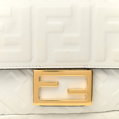 Fendi Nappa FF 1974 Embossed Mini Baguette White 8 of 11