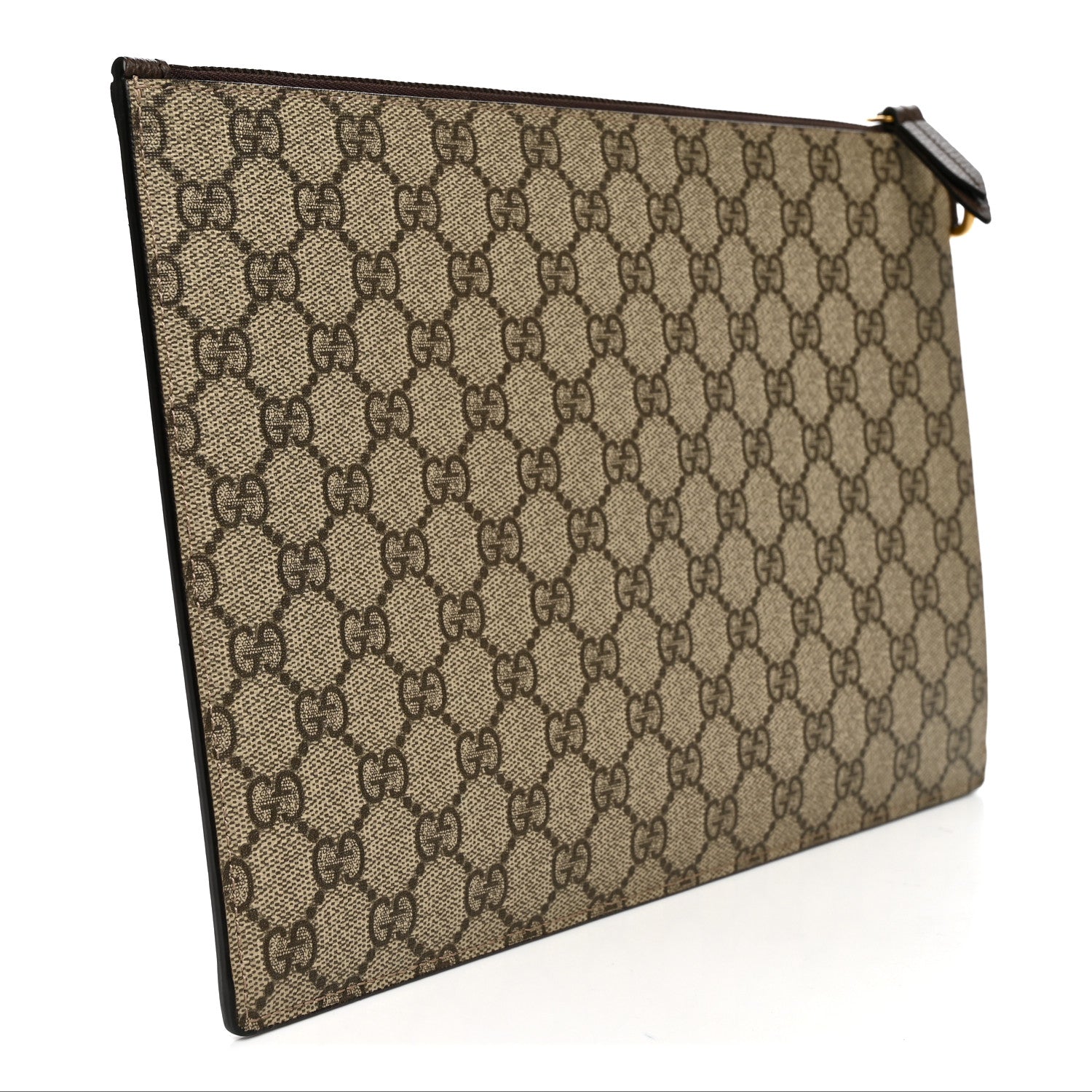 Gucci GG Supreme Monogram Neo Vintage Zip Wristlet Pouch Beige New Acero Crop 3 of 7