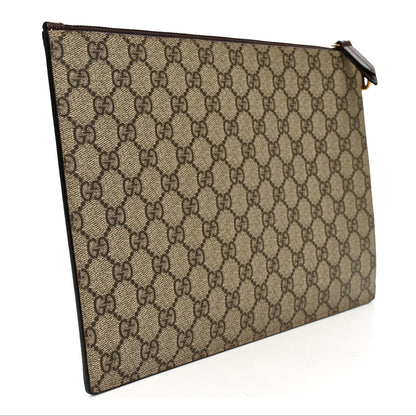 Gucci GG Supreme Monogram Neo Vintage Zip Wristlet Pouch Beige New Acero Crop 3 of 7