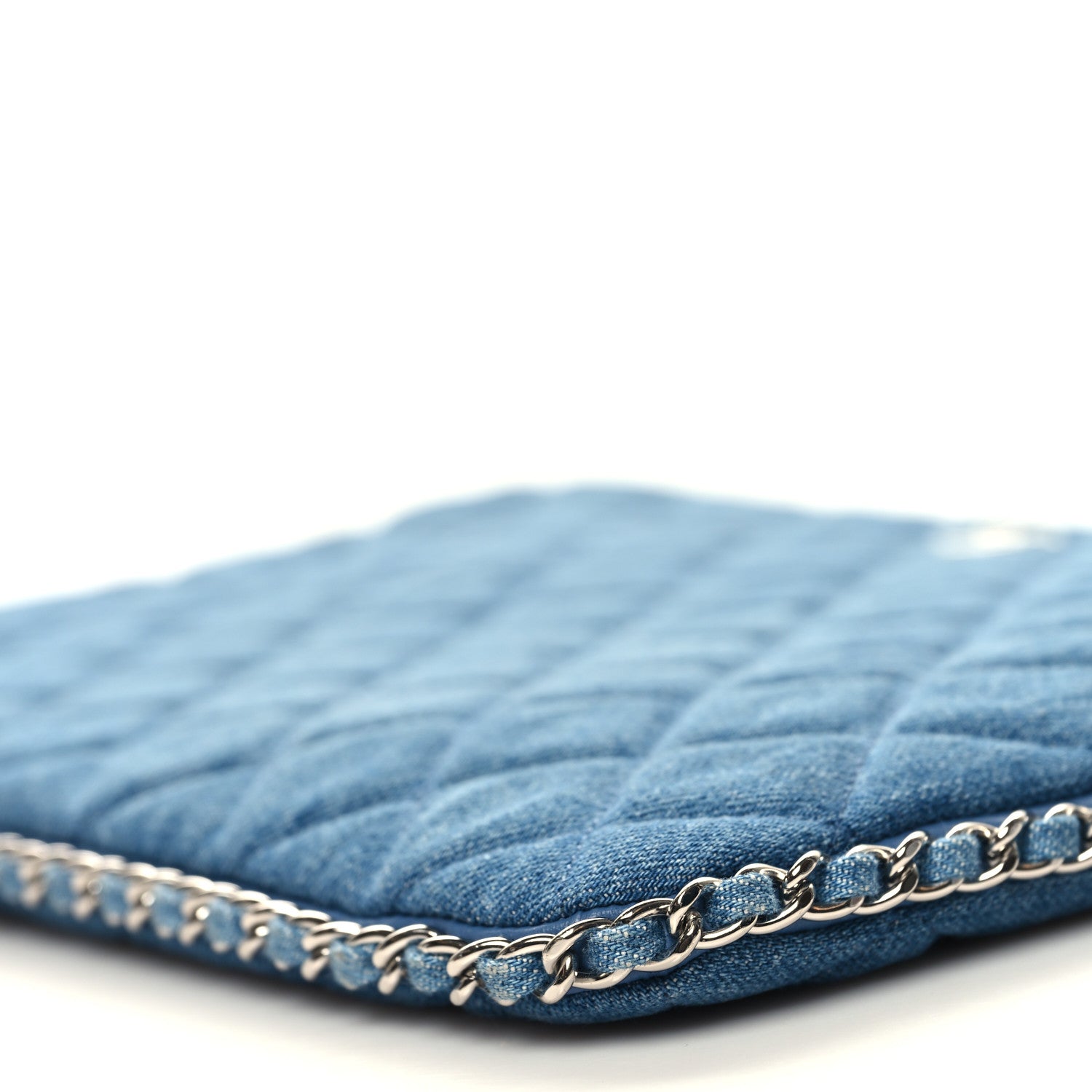 Chanel Denim Chain Around Quilted Medium Cosmetic Case Blue 10 of 10