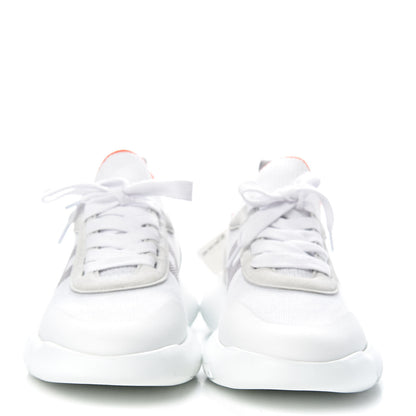 Hermes Knit Suede Goatskin Womens Crew Sneakers 40 White Gris 2 of 9