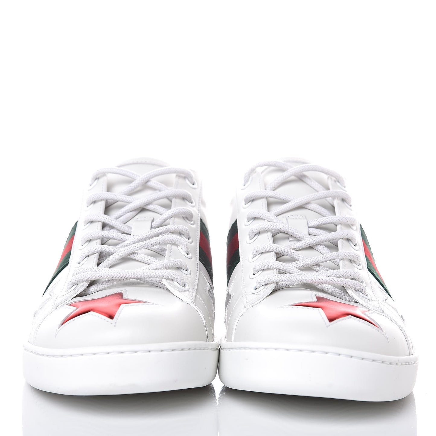 Calfskin Ayers Web Star Embroidered Womens Ace Sneakers 40 White Multi
