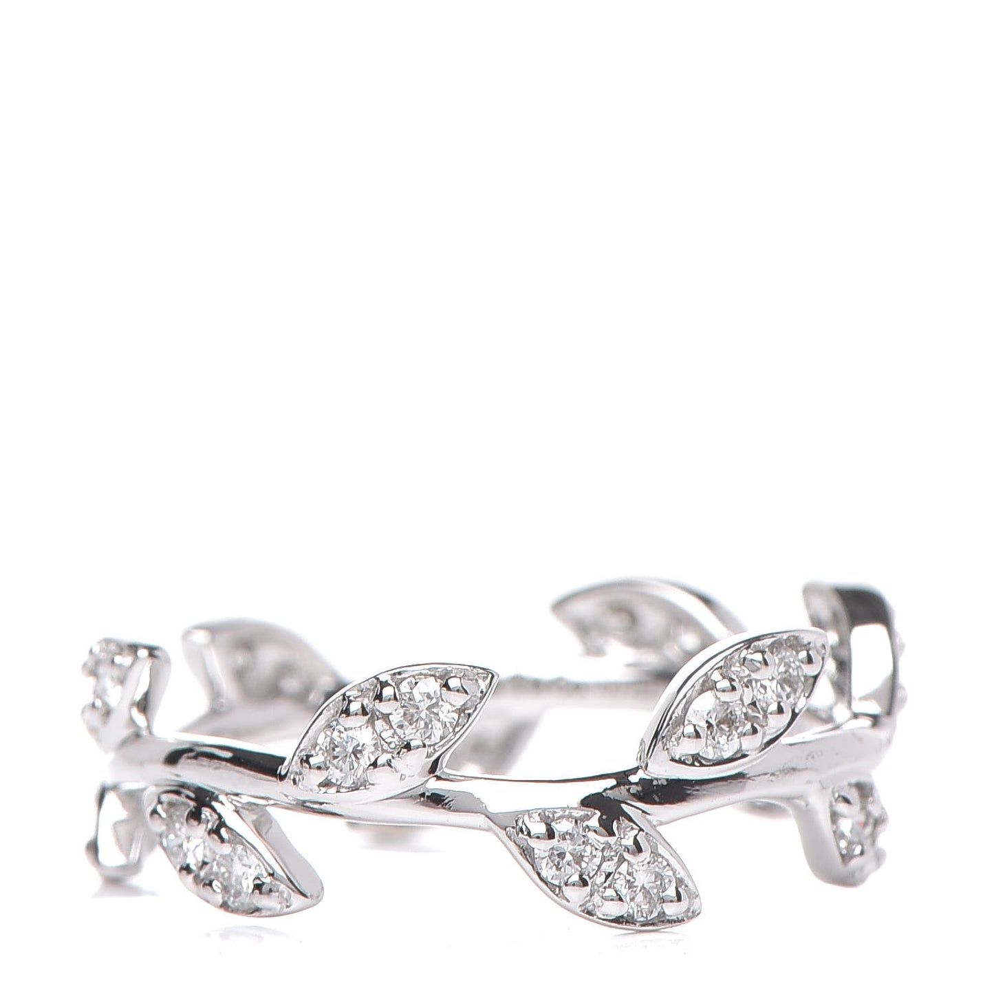 18K White Gold Diamond Narrow Paloma Picasso Olive Leaf Band Ring 49 4.75