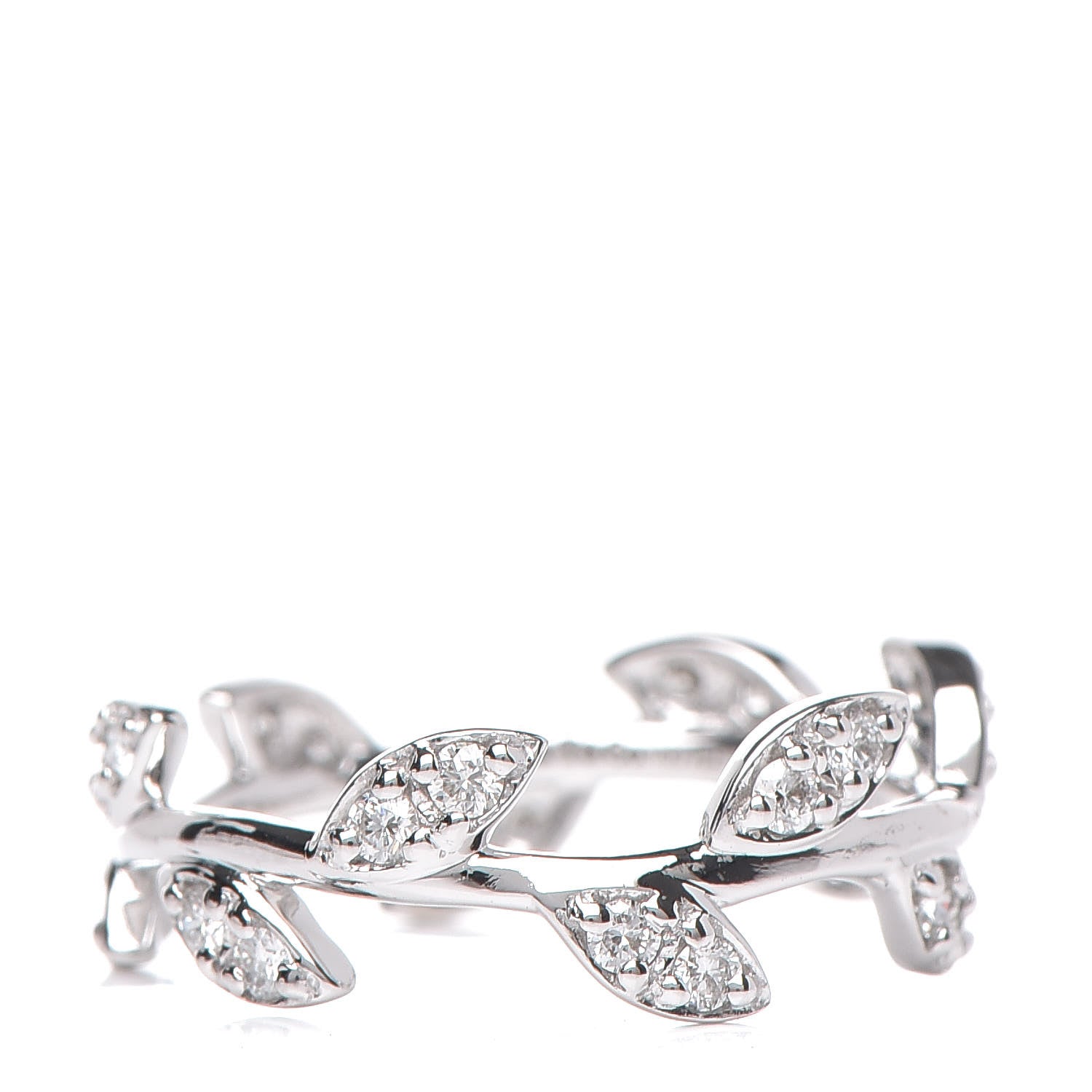 Tiffany 18K White Gold Diamond Narrow Paloma Picasso Olive Leaf Band Ring 49 4.75 1 of 4