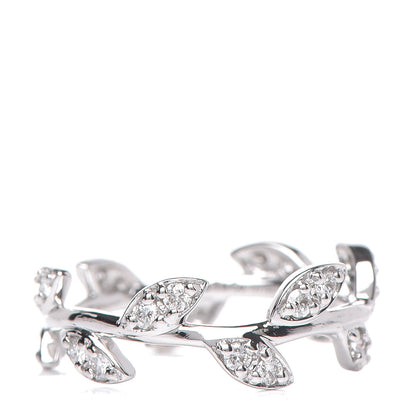 Tiffany 18K White Gold Diamond Narrow Paloma Picasso Olive Leaf Band Ring 49 4.75 1 of 4