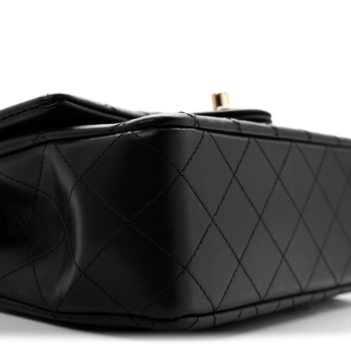 Lambskin Quilted Mini Top Handle Rectangular Flap Black