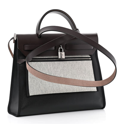 Hermes Toile H Berline Vache Hunter Herbag Zip PM 31 Black Ebene 4 of 13