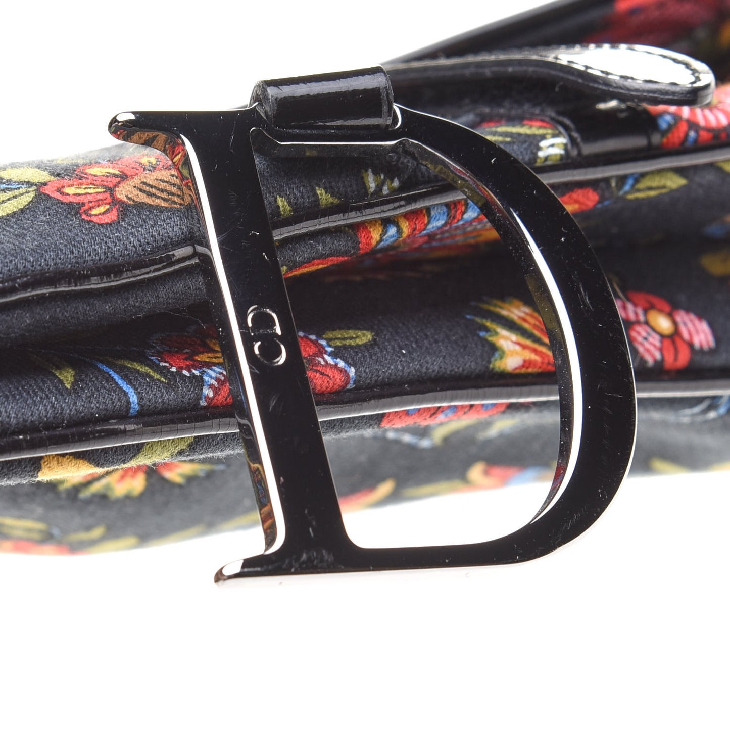 Canvas Floral Saddle Bag Black