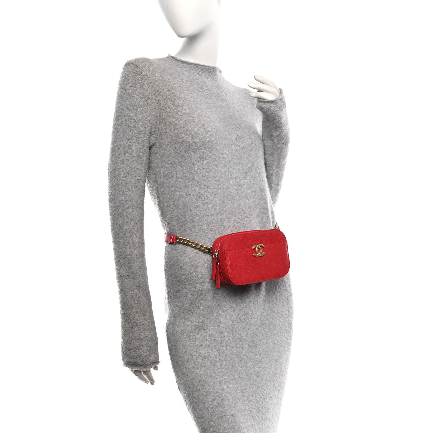Caviar Quilted Waist Bag Red