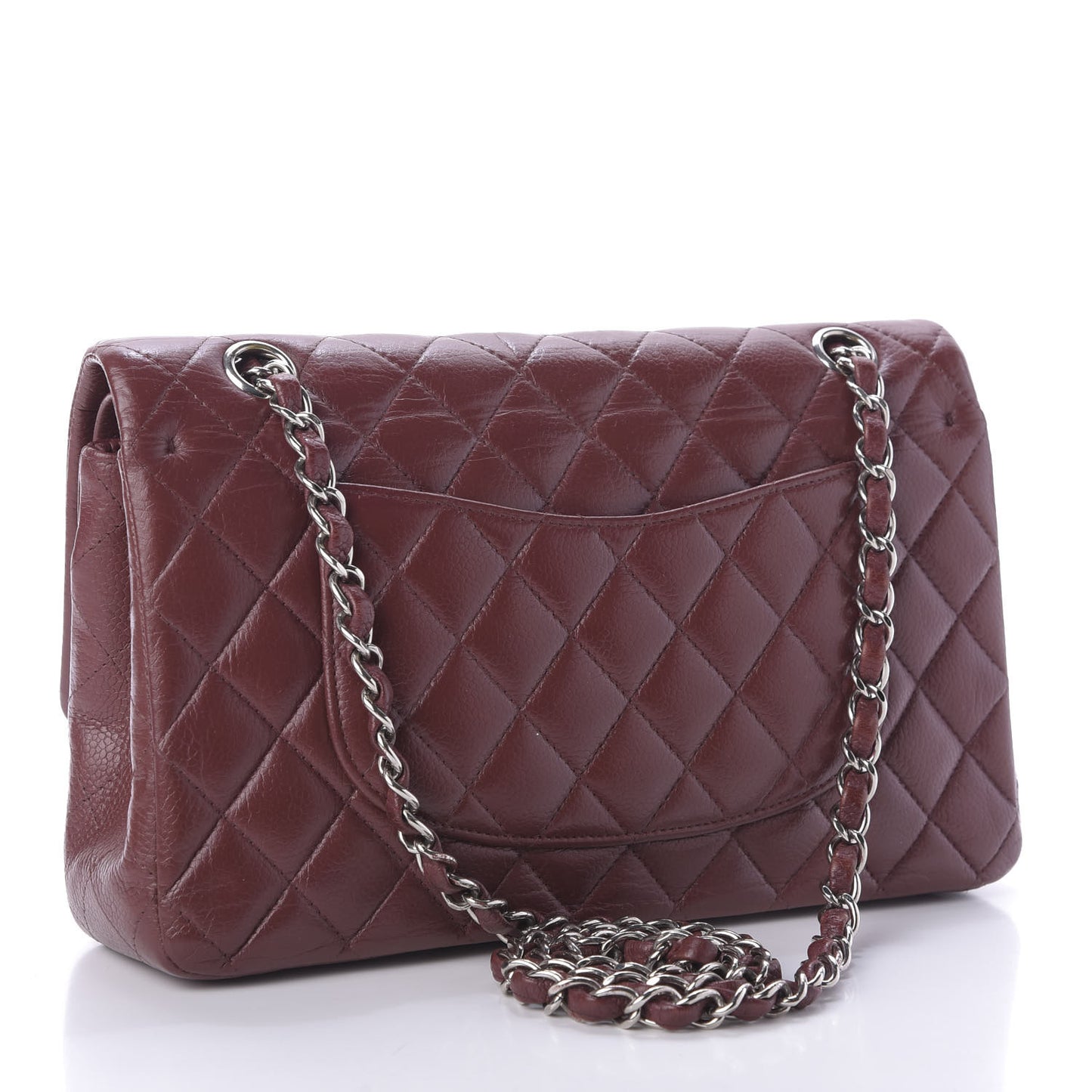 Caviar Quilted Medium Double Flap Dark Red