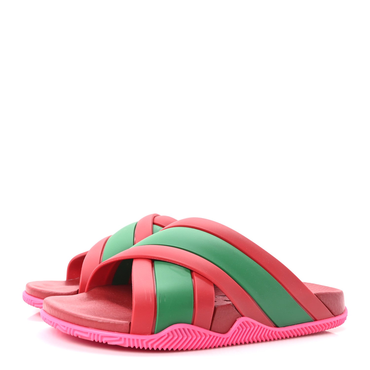 Gucci Rubber Web Womens Criss Cross Slide Sandals 36 Coral New Shamarock 4 of 9
