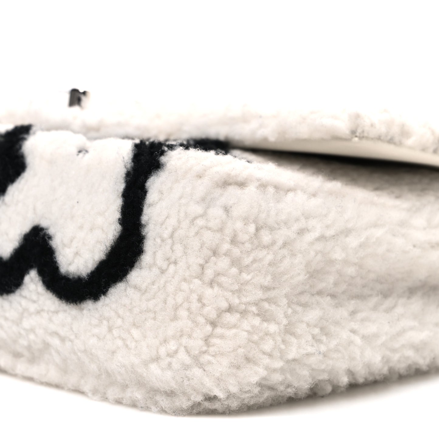 Wool Shearling Medium Single Flap White Black