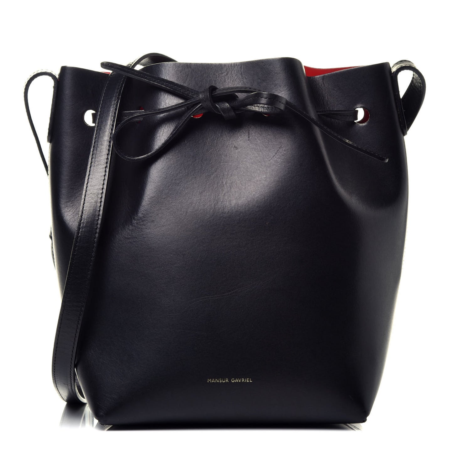 Vegetable Tanned Calfskin Mini Mini Bucket Bag Black Flamma