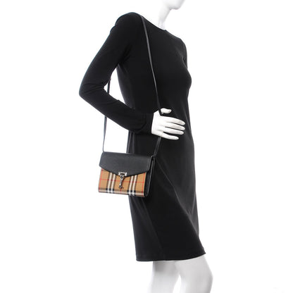 Burberry Grainy Calfskin Vintage Check Baby Macken Crossbody Bag Black 2 of 6