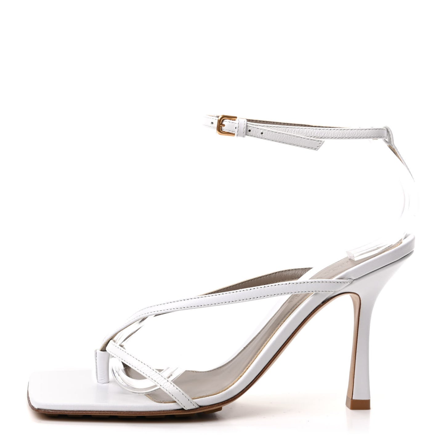 Lambskin Stretch Multi Strap 90mm Sandals 37.5 Optic White