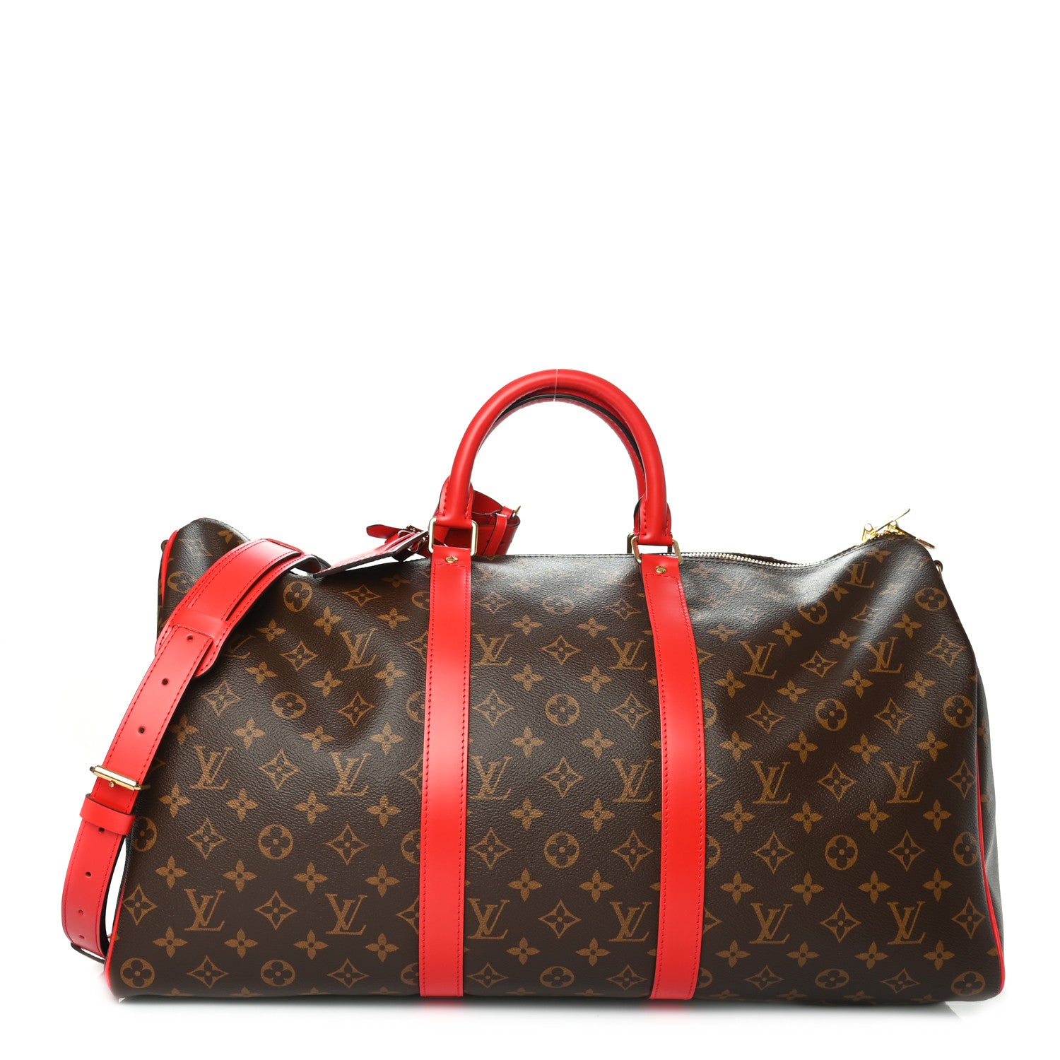 Louis Vuitton Calfskin Monogram Keepall Bandouliere 50 Coquelicot 1 of 9