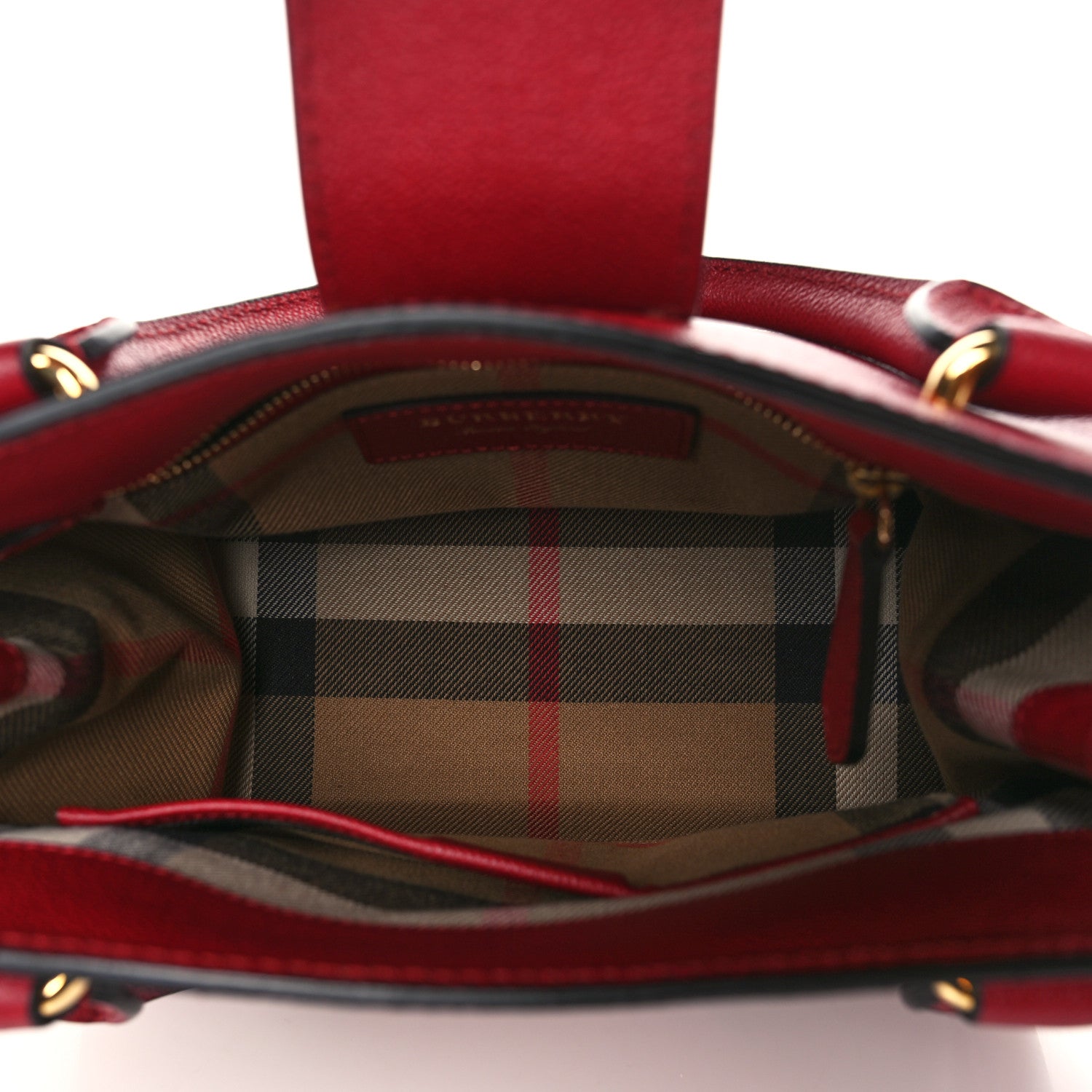 Burberry Soft Grain Calfskin Small Buckle Tote Parade Red 4 of 7