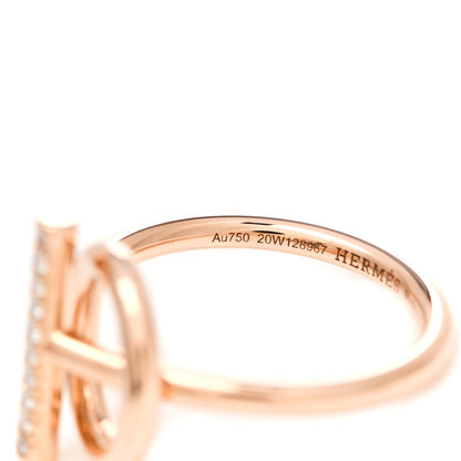 Hermes 18K Rose Gold Diamond PM Echappee Ring 52 6 4 of 5