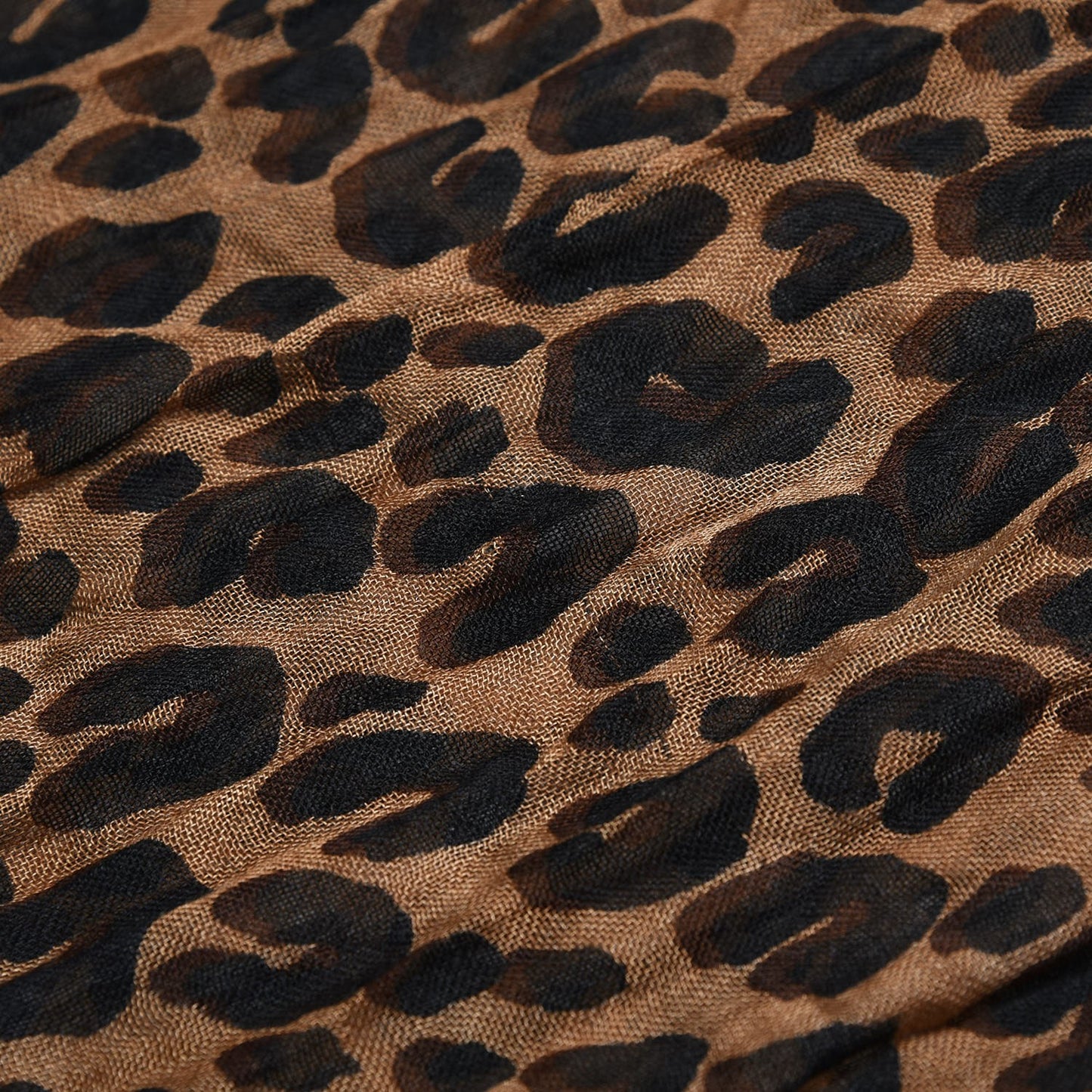 Cashmere Silk Leopard Etole Stole Marron