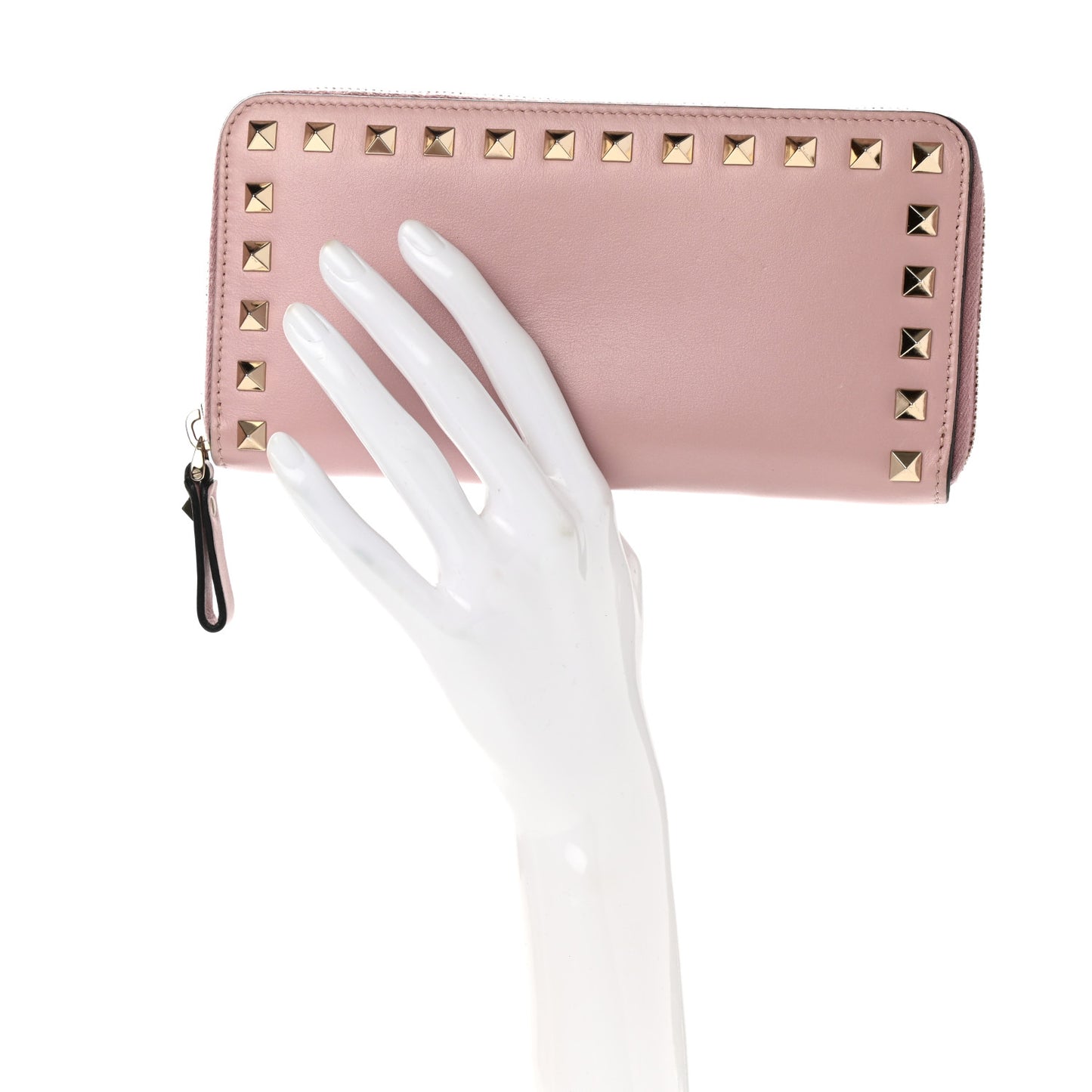 Calfskin Rockstud Zip Around Wallet Cipria
