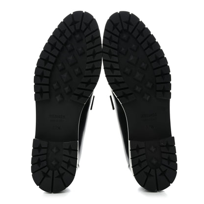 Hermes Calfskin Womens Faubourg Loafers 37.5 Black 5 of 10