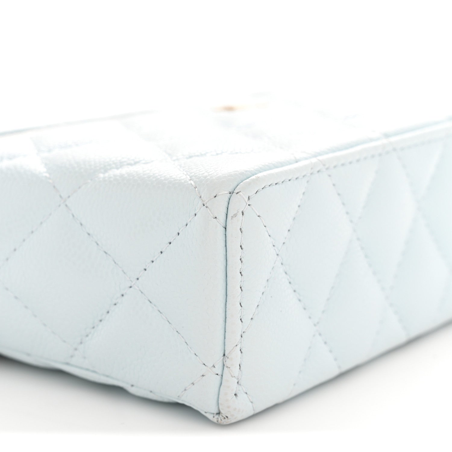 Chanel Caviar Quilted Top Handle Slim Vanity With Chain Light Blue 9 of 11