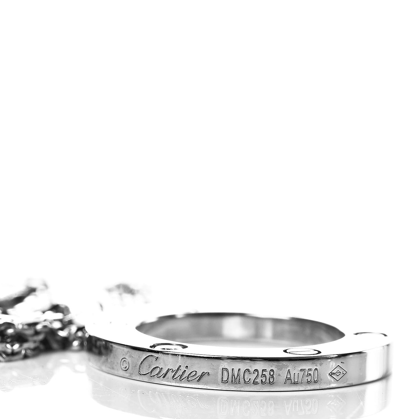18K White Gold 3 Diamonds LOVE Pendant Necklace