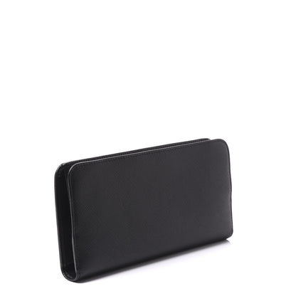 Prada Saffiano Metal Large Zip Around Wallet Black 2 of 9