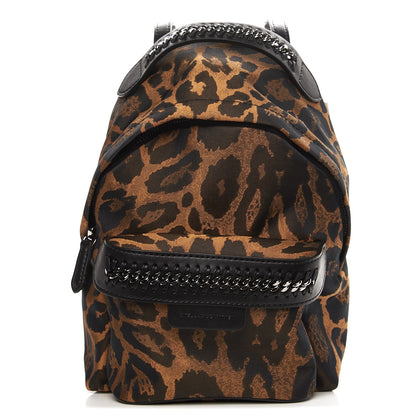 Stella McCartney Nylon Eco Alter Nappa Leopard Print Mini Falabella GO Backpack Brown 1 of 8
