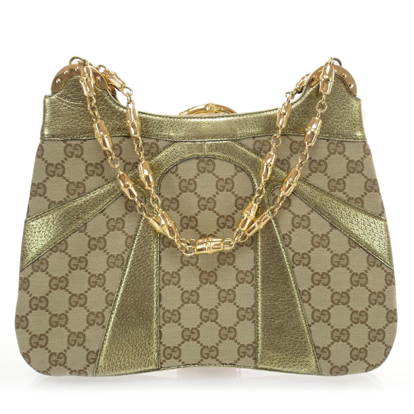 Monogram Bamboo Chain Shoulder Bag Metallic