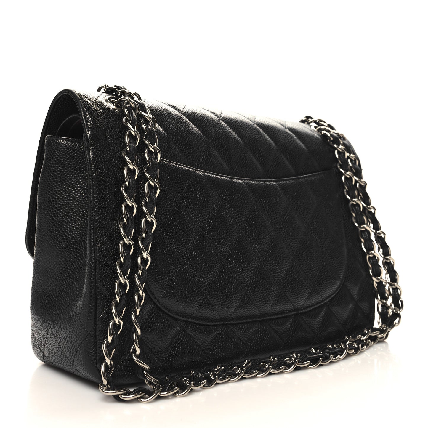 Caviar Quilted Jumbo Double Flap Black