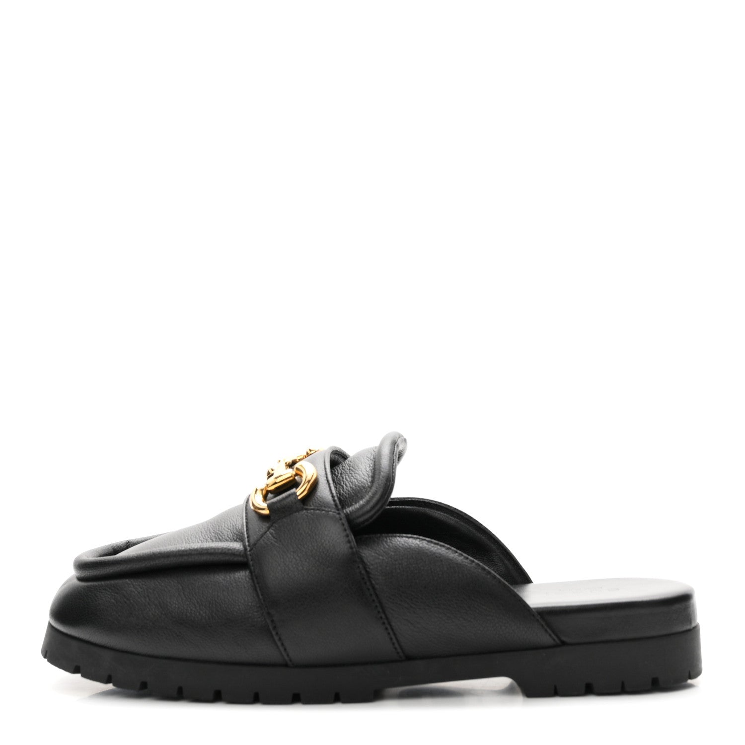 Gucci Goatskin Auroville Horsebit Mules 39.5 Black 1 of 10