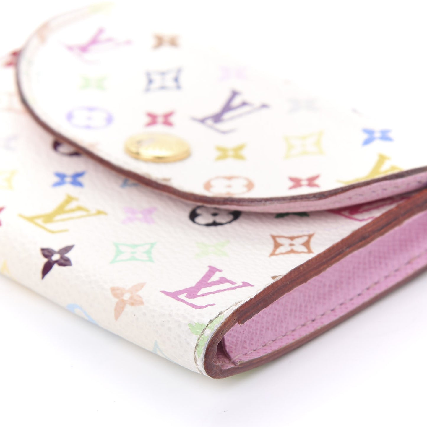 Monogram Multicolor Business Card Holder White Litchi