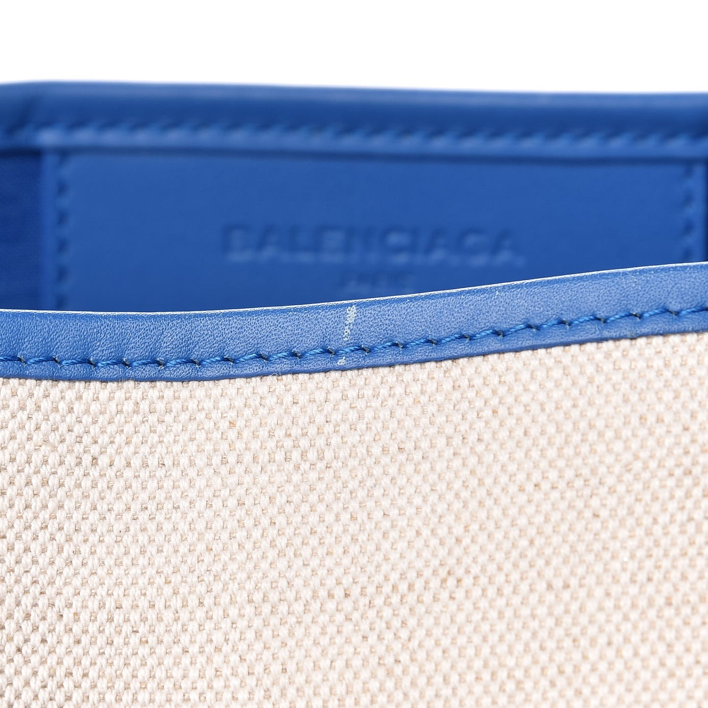 Cotton Canvas Satin Calfskin S Navy Cabas Natural Bleu
