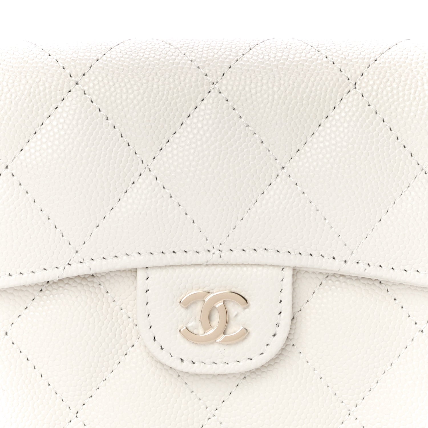 Chanel Caviar Quilted Compact Flap Wallet White 9 of 12