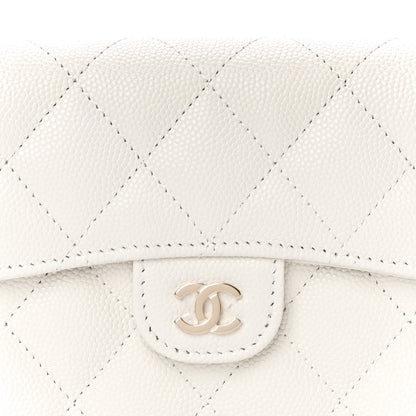 Chanel Caviar Quilted Compact Flap Wallet White 9 of 12
