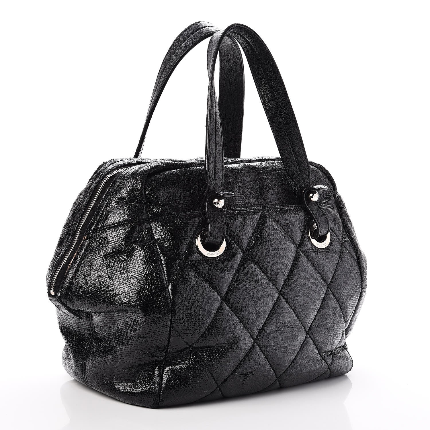 Chanel Coated Canvas Paris Biarritz Satchel Black 3 of 12
