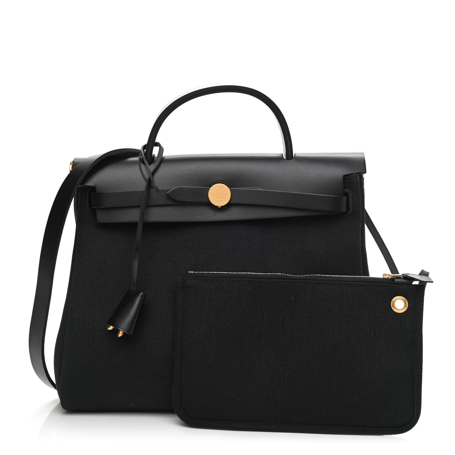 Hermes Military Toile Vache Hunter Herbag Zip PM 31 Black 1 of 10