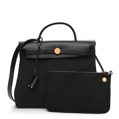 Hermes Military Toile Vache Hunter Herbag Zip PM 31 Black 1 of 10