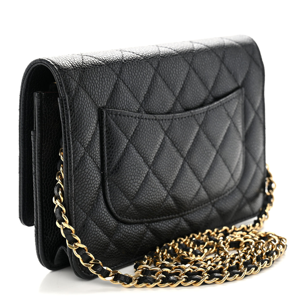 Caviar Quilted Wallet on Chain WOC Black