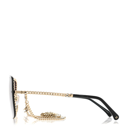 Chanel Metal Removable Chain Square Sunglasses 4244 Black 3 of 7