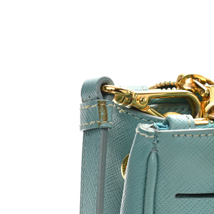 Prada Saffiano Lux Mini Galleria Double Zip Tote Anice 13 of 14