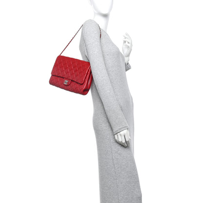 Chanel Lambskin Quilted Clutch With Chain Flap Red 2 of 13