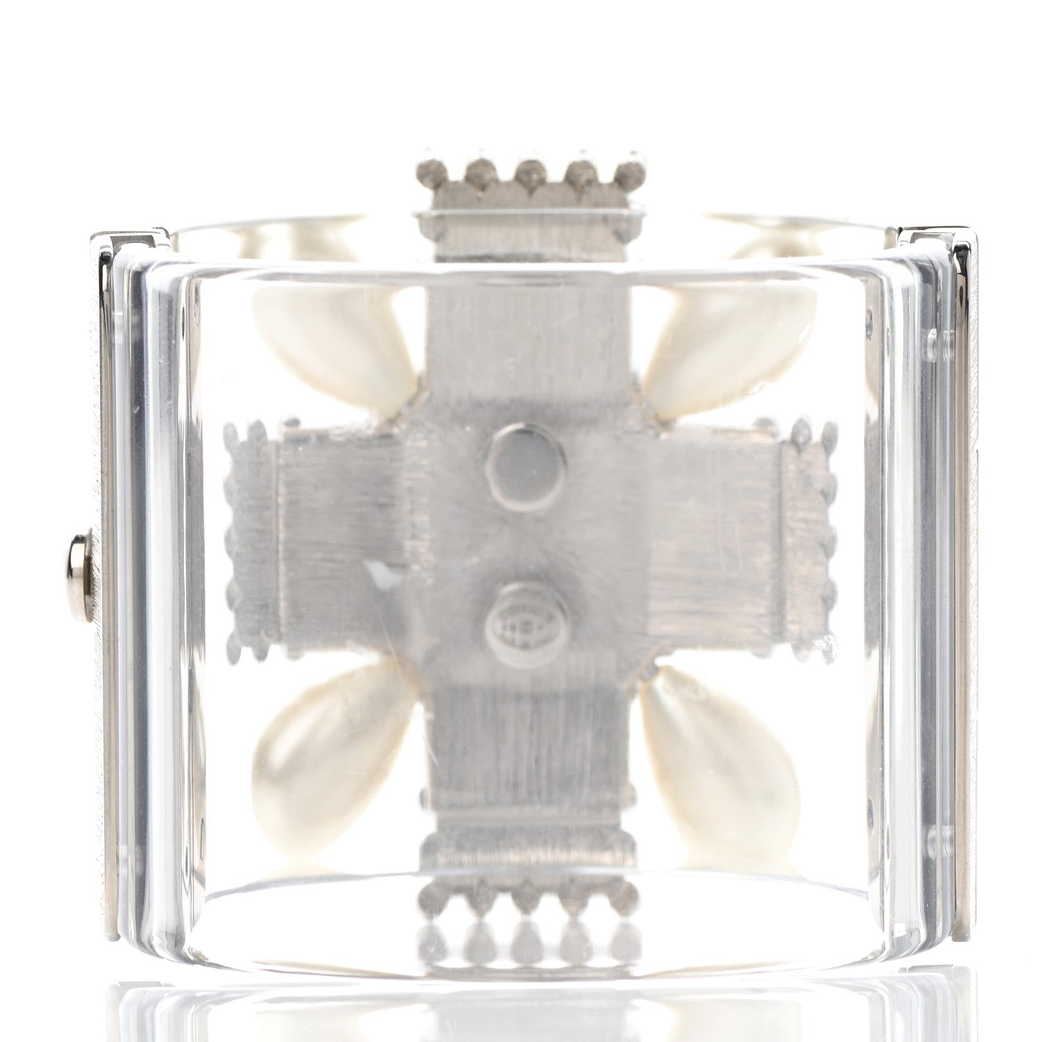 Chanel Resin Pearl Crystal Gripoix CC Cuff Transparent 2 of 5