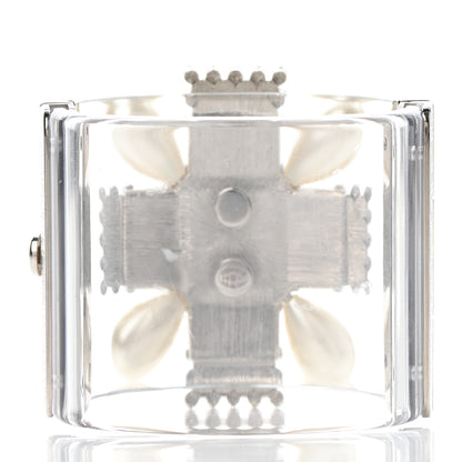 Chanel Resin Pearl Crystal Gripoix CC Cuff Transparent 2 of 5