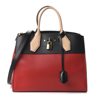 Louis Vuitton Calfskin City Steamer MM Rouge Black 1 of 13