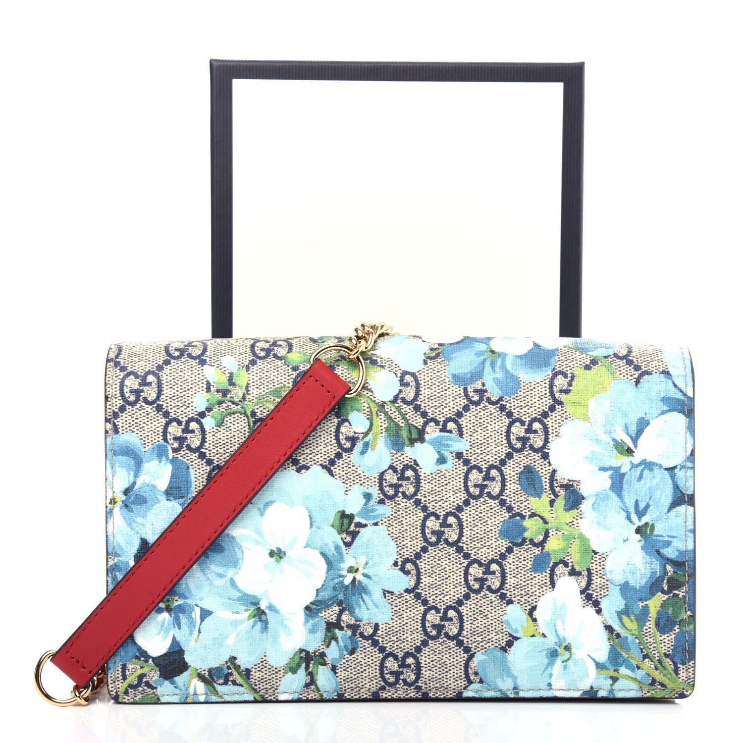 Gucci GG Supreme Monogram Blooms Chain Wallet Blue 10 of 10