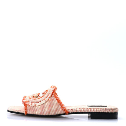 Gucci Canvas Interlocking G Bicolor Mountain Slide Sandals 38.5 Orange Natural 1 of 8