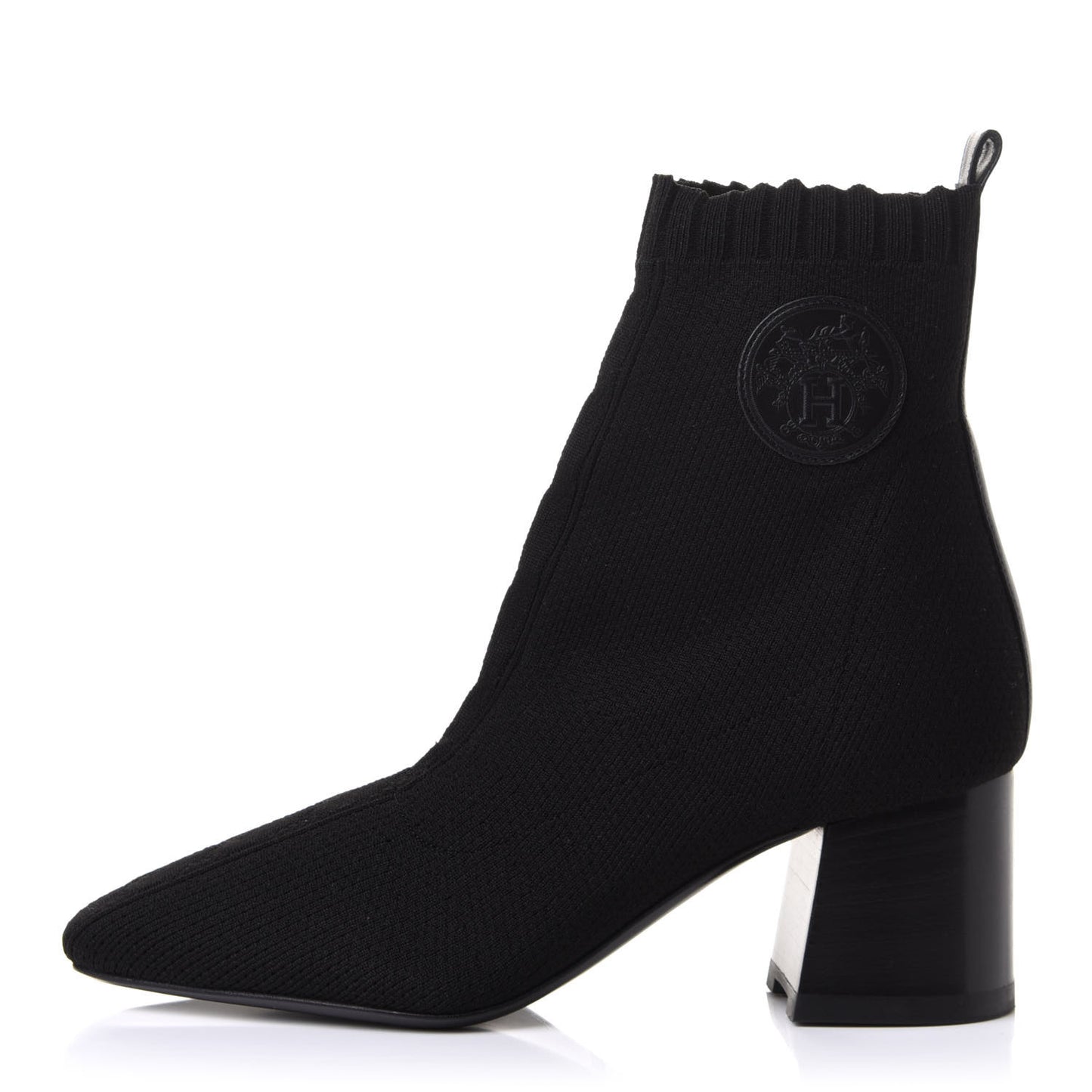 Knit Calfskin Volver Ankle Boots 37.5 Black